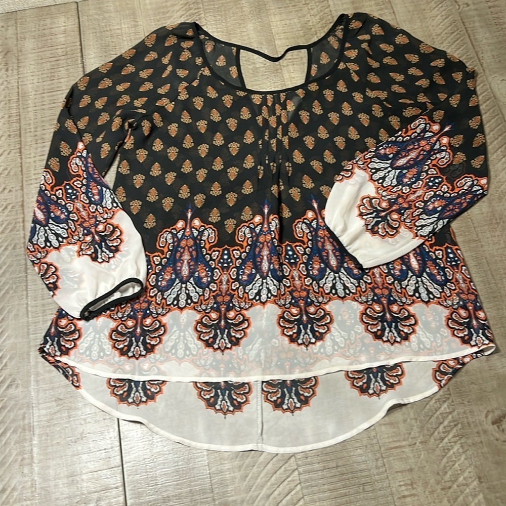 3/$25 Sweet Journey beautiful sheer whimsical paisley blouse